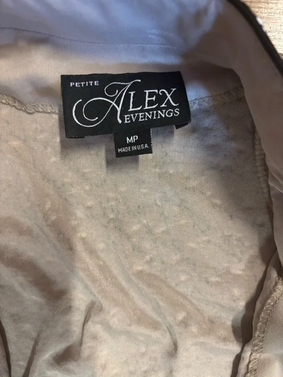 Alex Evenings Petite 2 Pc Jacket Tank Set Taupe Black Print MP Mother Wedding - Picture 4 of 9